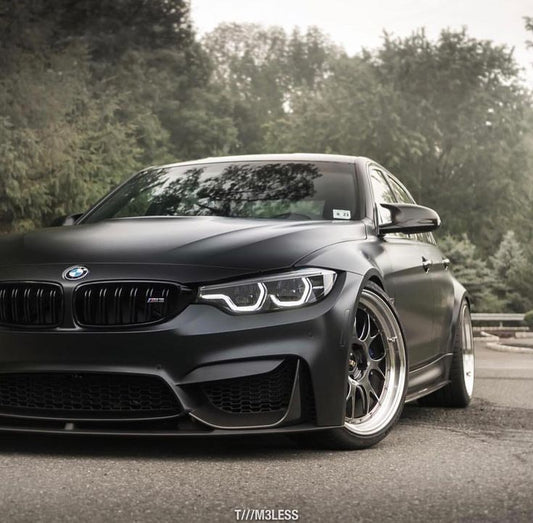 BMW F8X M3/M4 and F3X 428i, 430i, 435i, 440i ABS front grille by Palenon Performance with chrome accents.