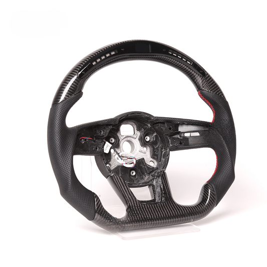 Vekto LED real carbon fiber steering wheel for Audi A3 A4 A5 RS3 RS4 RS5 S3 S4 S5 2016-2020, showing close-up of textured surface
