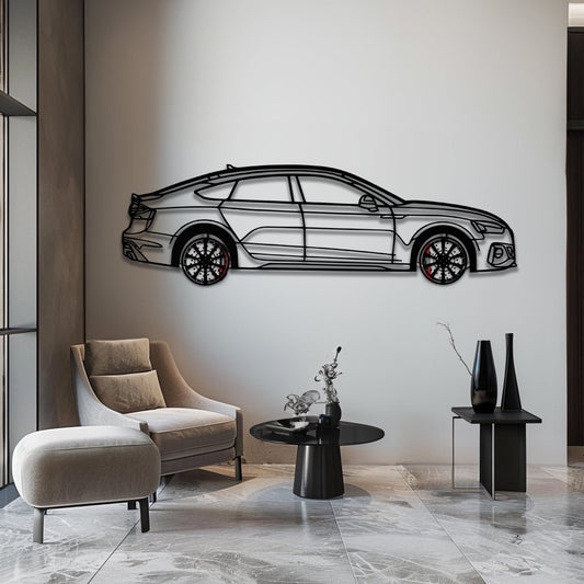 Audi RS5 Metal Car Wall Art with Rotating Wheels - Performance Sportback Silhouette Decor - Interactive Automotive Wall Art - KAFMEKA097 - AudiGear.com - Metal Car Wall Art
