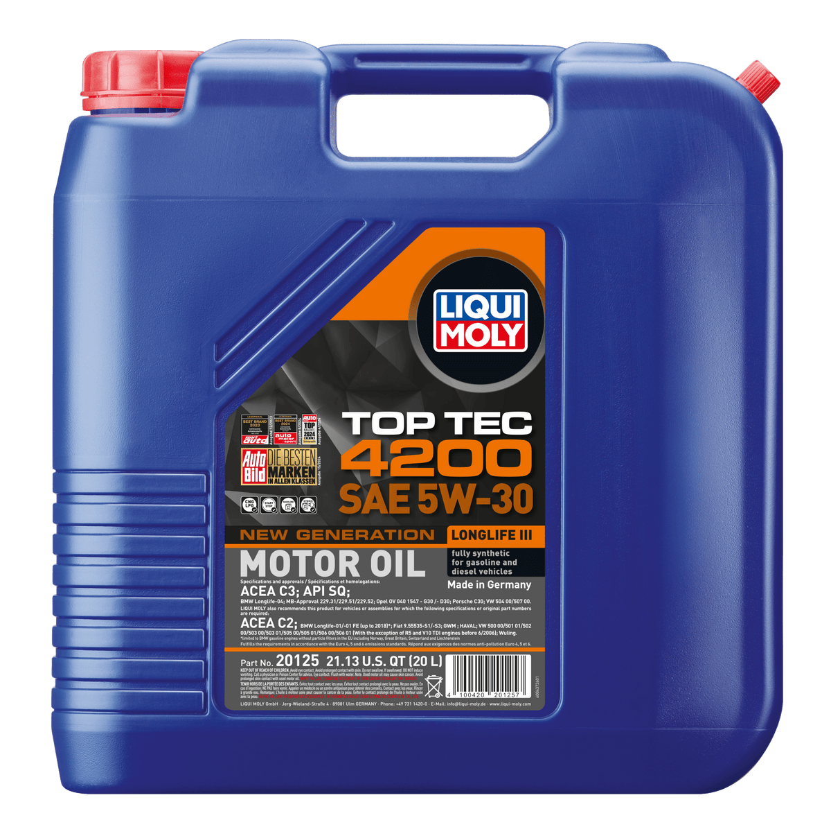 LIQUI MOLY 5W-30 20L 20125 TOP TEC 4200 TDI VW505/506 - AudiGear.com - Lubricants