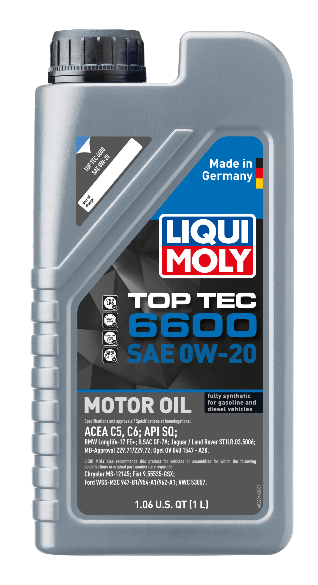 LIQUI MOLY 0W-20 1L 22044 TOP TEC 6600 - AudiGear.com - Lubricants