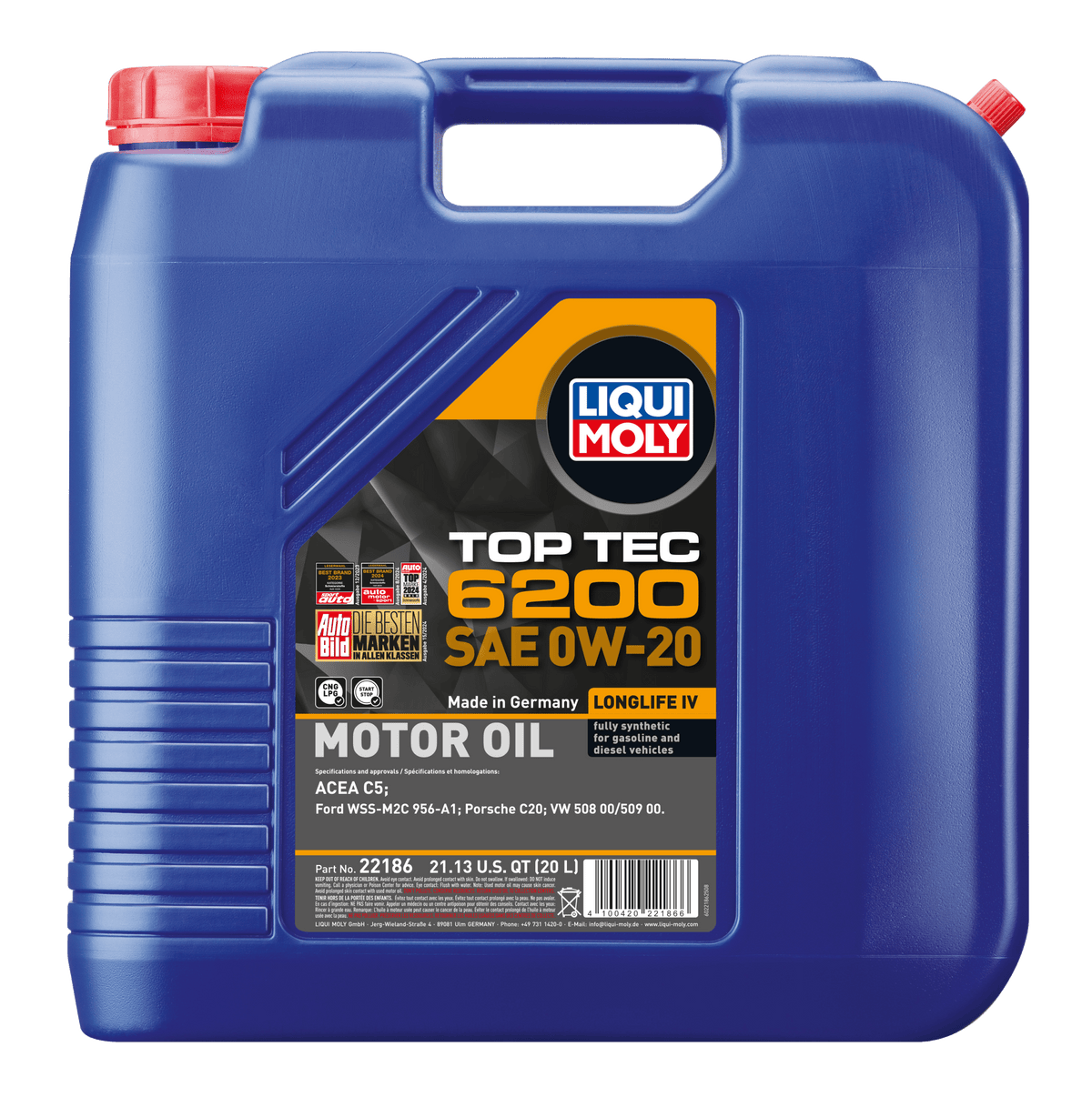 LIQUI MOLY 0W-20 20L 22186 TOP TEC 6200 - AudiGear.com - Lubricants