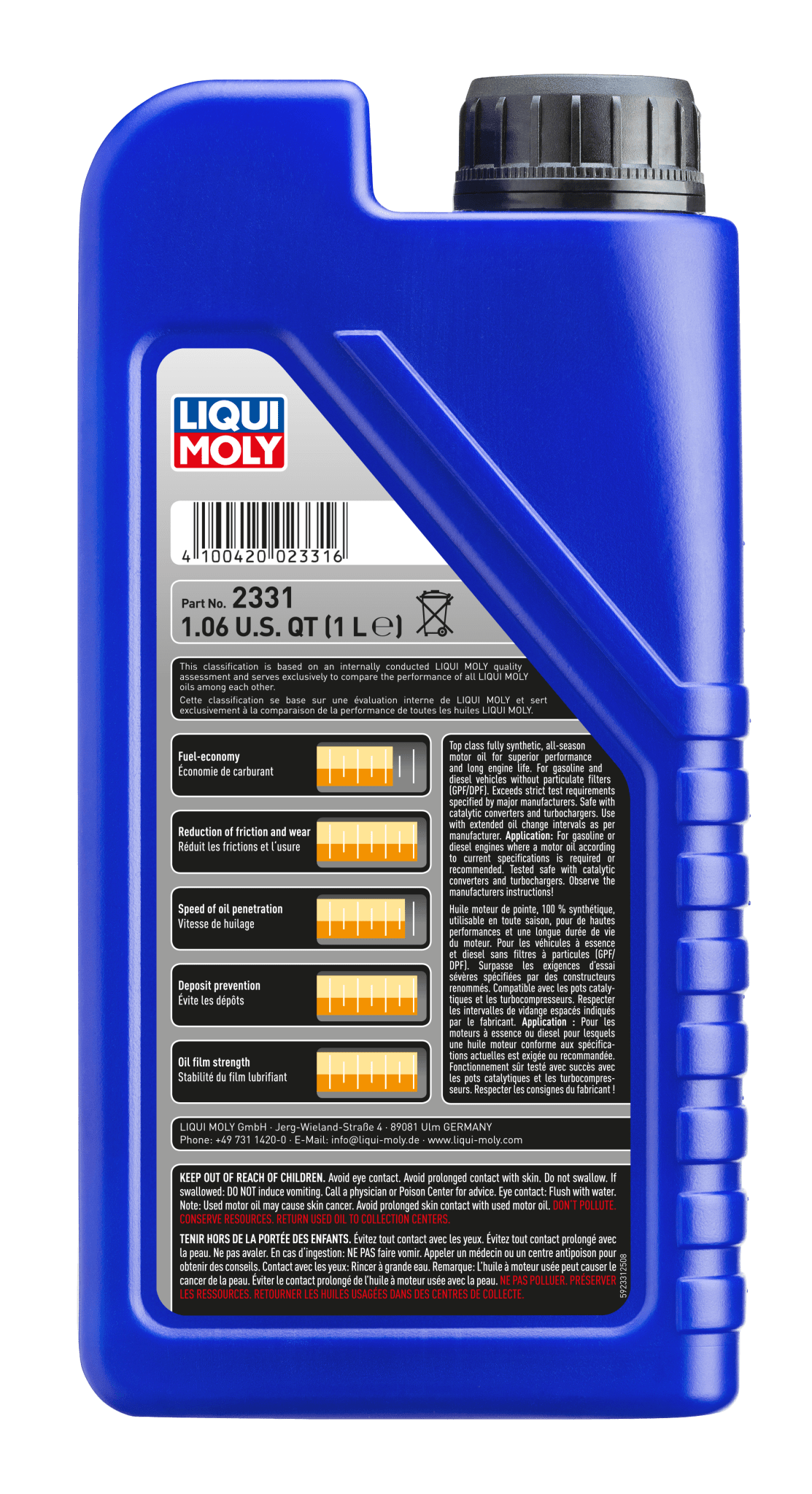 LIQUI MOLY 5W-40 1L 2331 Leichtlauf High Tech VW 502 00/505 00 - AudiGear.com - Lubricants