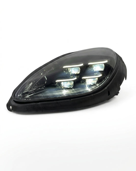 K2 Industries Porsche Macan 95B LED headlight assembly with daytime running lights, 2014-2020, upgrade to 95B.3 style, replaces 96463190703.