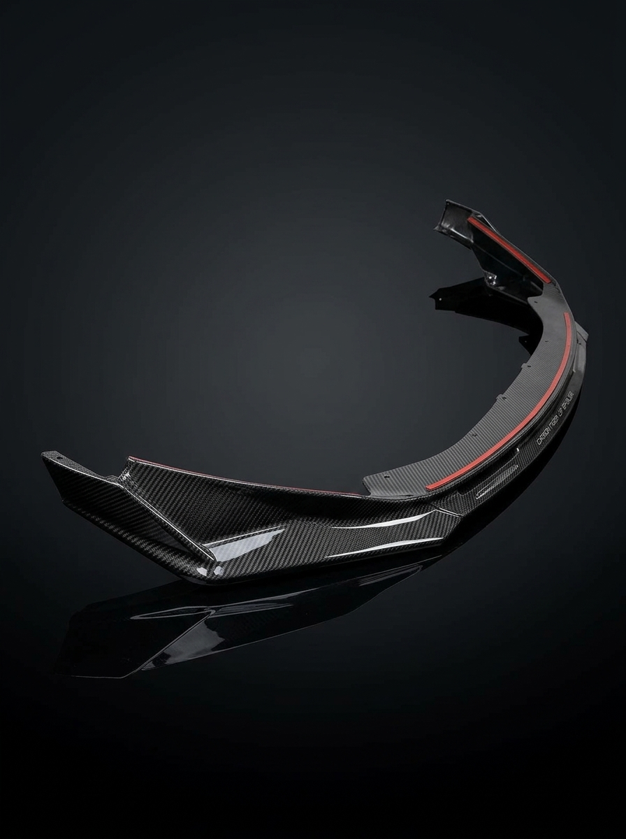 BMW 3 Series M3 M4 G80 G82 carbon fiber front lip by K2 Industries, featuring V style design for 2019+ models.