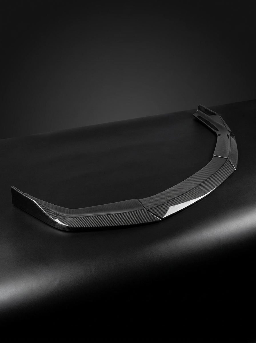 BMW 5 Series F90 M5 LCI CS Style carbon fiber front lip by K2 Industries, showcasing its sleek, aerodynamic design on a 2021+ model.