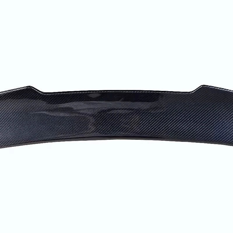 BMW 3 Series F30 F35 M3 F80 sedan carbon fiber trunk spoiler by K2 Industries, showing sleek aerodynamic design and glossy finish.