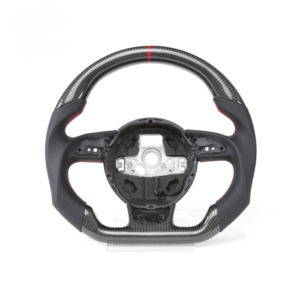 Vekto flat-bottom real carbon fiber steering wheel for Audi A3, A4, A5, S3, S4, S5, RS models, 2012–2016