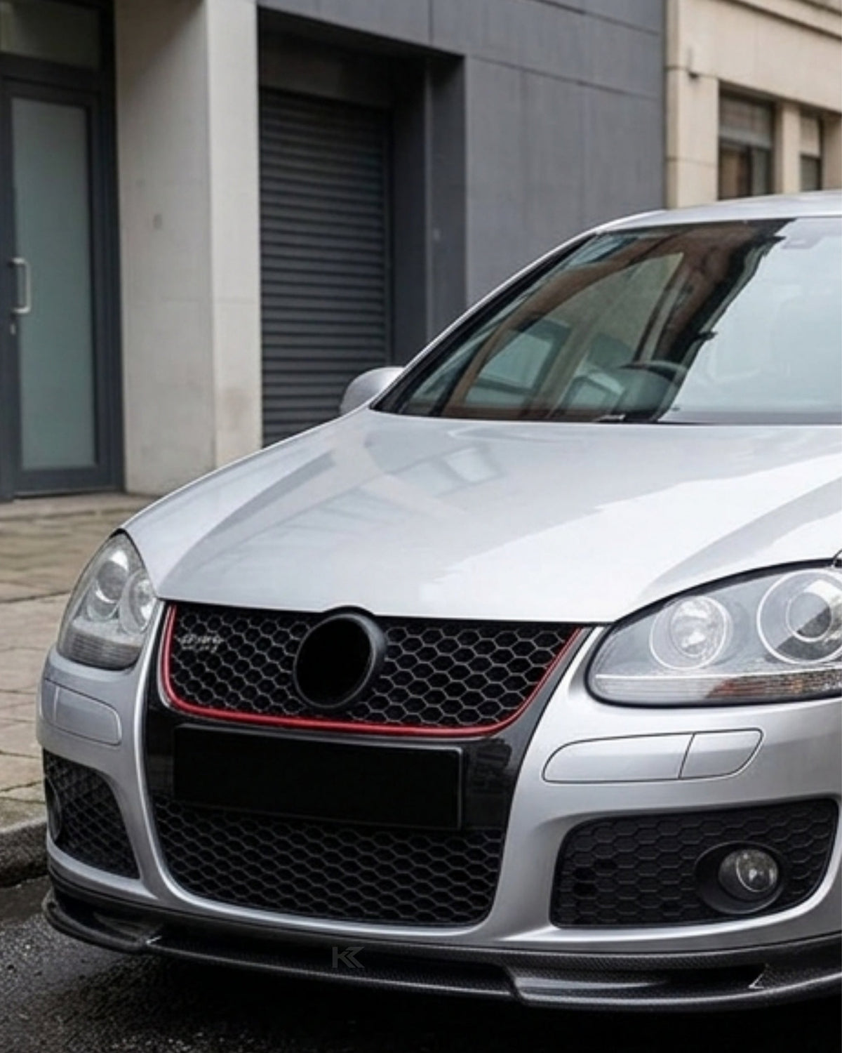 K2 Industries carbon fiber front lips splitter for 2006-2009 Volkswagen Golf GTI MK5, aerodynamic front bumper enhancement