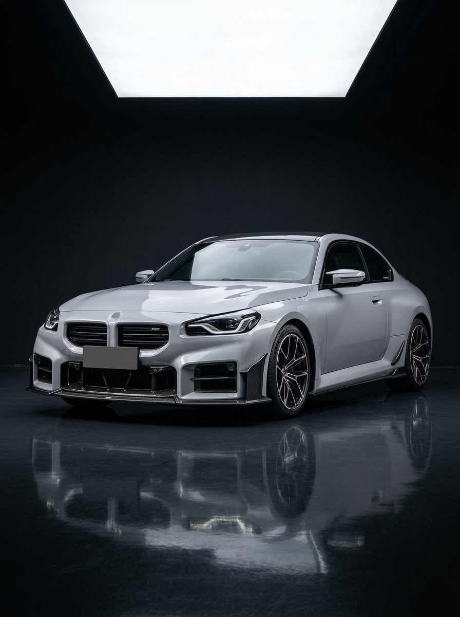 BMW 2 Series G87 M2 carbon fiber front bumper center lower grille kit by K2 Industries, showcasing the sleek, lightweight design.