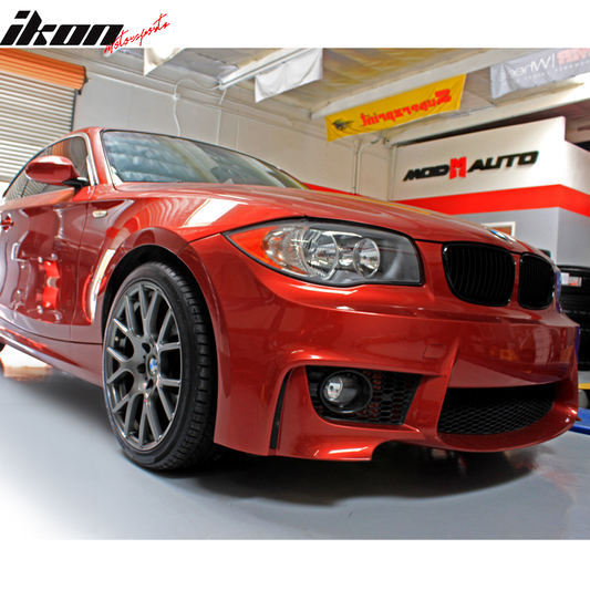K2 Industries front bumper for BMW 1 Series E82 1M (2007-2013) with fog lights, no parking distance control, plastic PP material