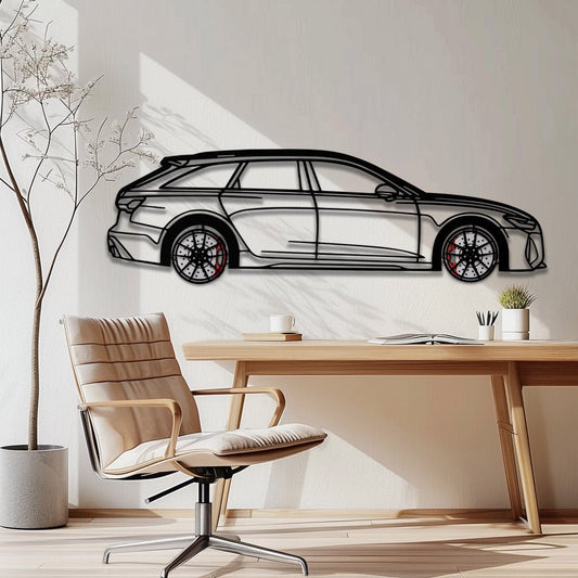 Audi RS6 Avant Metal Car Wall Art with Rotating Wheels - Super Wagon Silhouette Decor - Interactive Automotive Wall Art - KAFMEKA098 - AudiGear.com - Metal Car Wall Art