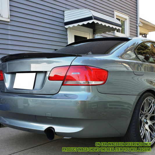 Matte black ABS roof spoiler wing for BMW E92 coupe (2007-2013) by K2 Industries, designed for aerodynamic enhancement and style.