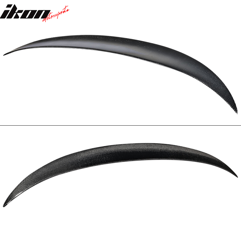 Matte carbon fiber BMW 4 Series F83 trunk spoiler by K2 Industries, enhances sporty look for 2014-2017 models.