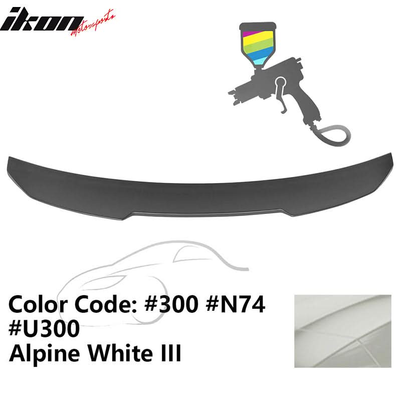 BMW G22 430i G82 M4 PSM trunk spoiler by K2 Industries, made of ABS, shown on a sleek car with a sporty design.