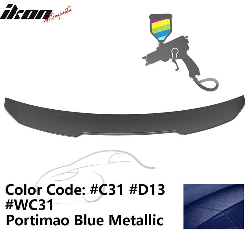 Black ABS trunk spoiler for BMW G22 430i G82 M4 by K2 Industries, part of the spoilers and wings collection, shown on vehicle.