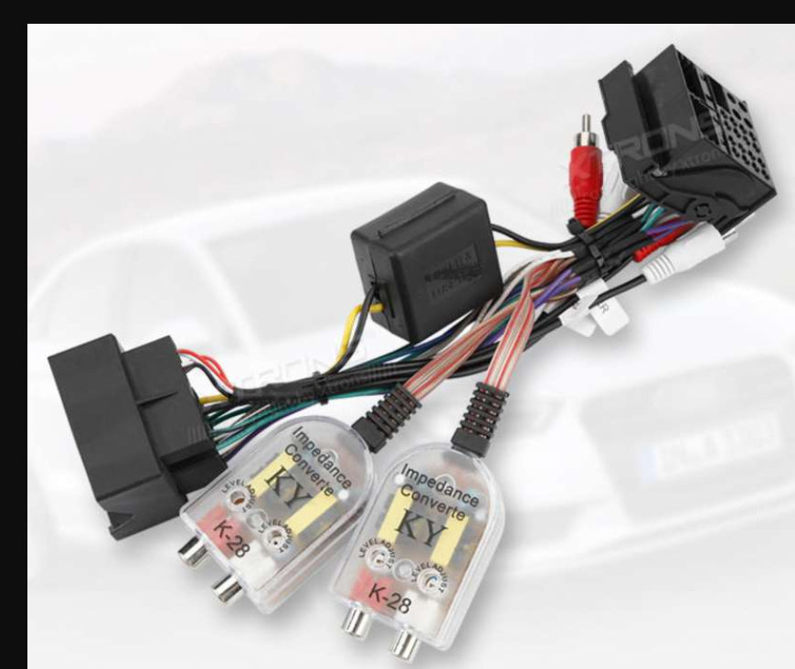 Bayern MotorWerks Radio T-Harness with Impedance Converted Low Level Outputs Except A6