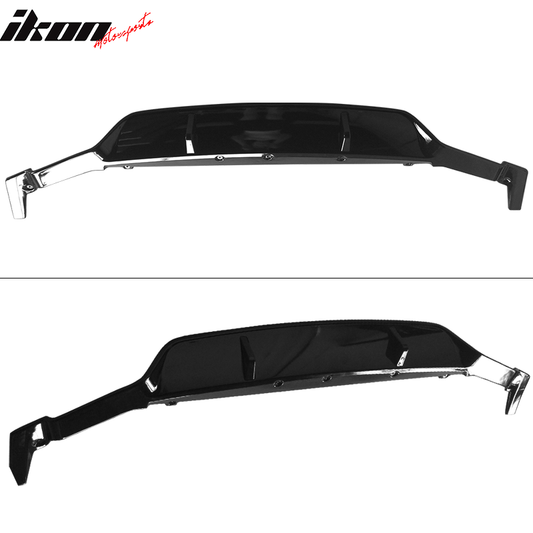BMW G30 5 Series 2017-2020 3D Style Glossy Black Rear Bumper Diffuser by K2 Industries, showing detailed design and finish.