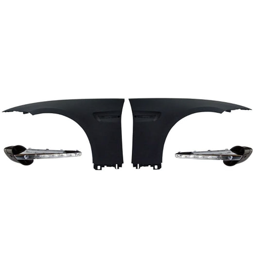 BMW E92 M3 front fender side vent with signal, K2 Industries fender flare for 2007-2013 BMW E92 coupe, close-up view