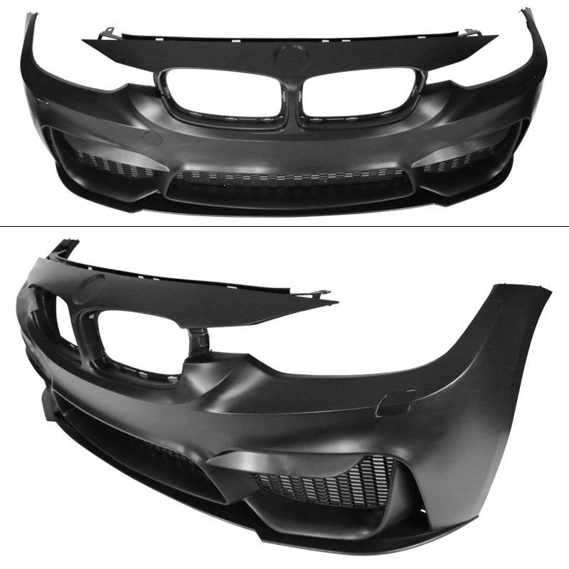 BMW F30 3 Series M3 style front bumper replacement with lip, made of PP, by K2 Industries, shown in the image.