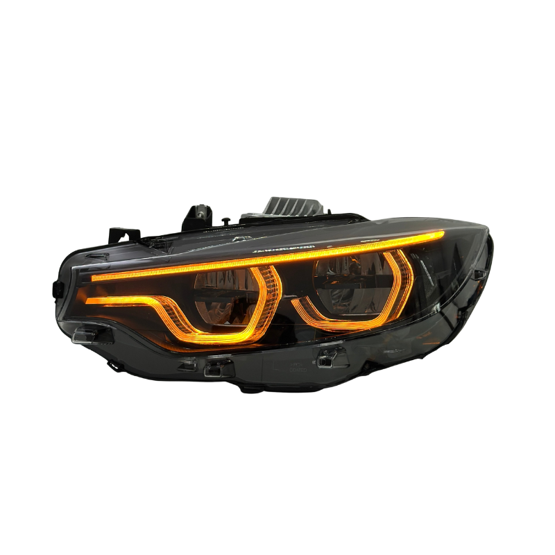 Vekto V3 Shadow Line IKON LED headlights for BMW 4 Series F32/F33/F36, M4 F82, and M3 F80 showing sleek black design
