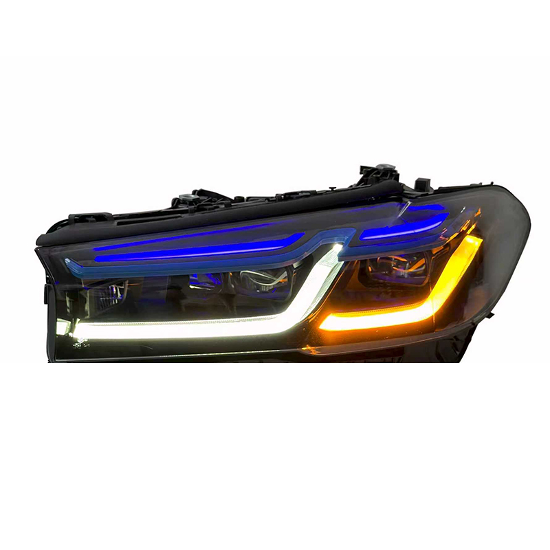 Vekto dual color LED headlights assembly for BMW 5 Series G30 G38 2018-2020 showing front view with illuminated lights