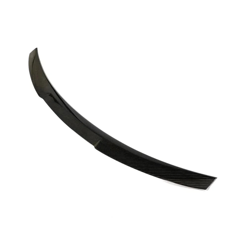 K2 Industries dry carbon fiber M Design rear wing spoiler on BMW G22 4 Series and G82 M4 coupe, showcasing aerodynamic design
