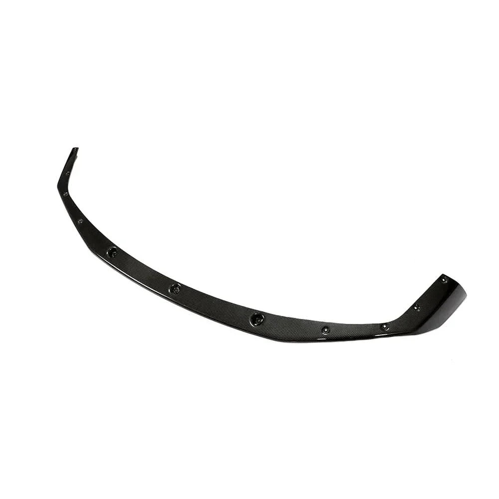 Gloss carbon fiber front splitter lip for BMW M2 Competition F87 by K2 Industries, enhancing aerodynamics and sporty look.