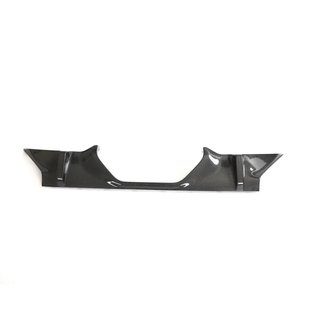 BMW M2 G87 coupe carbon fiber rear diffuser by K2 Industries, showing sleek, textured carbon fiber design on the vehicle's rear.