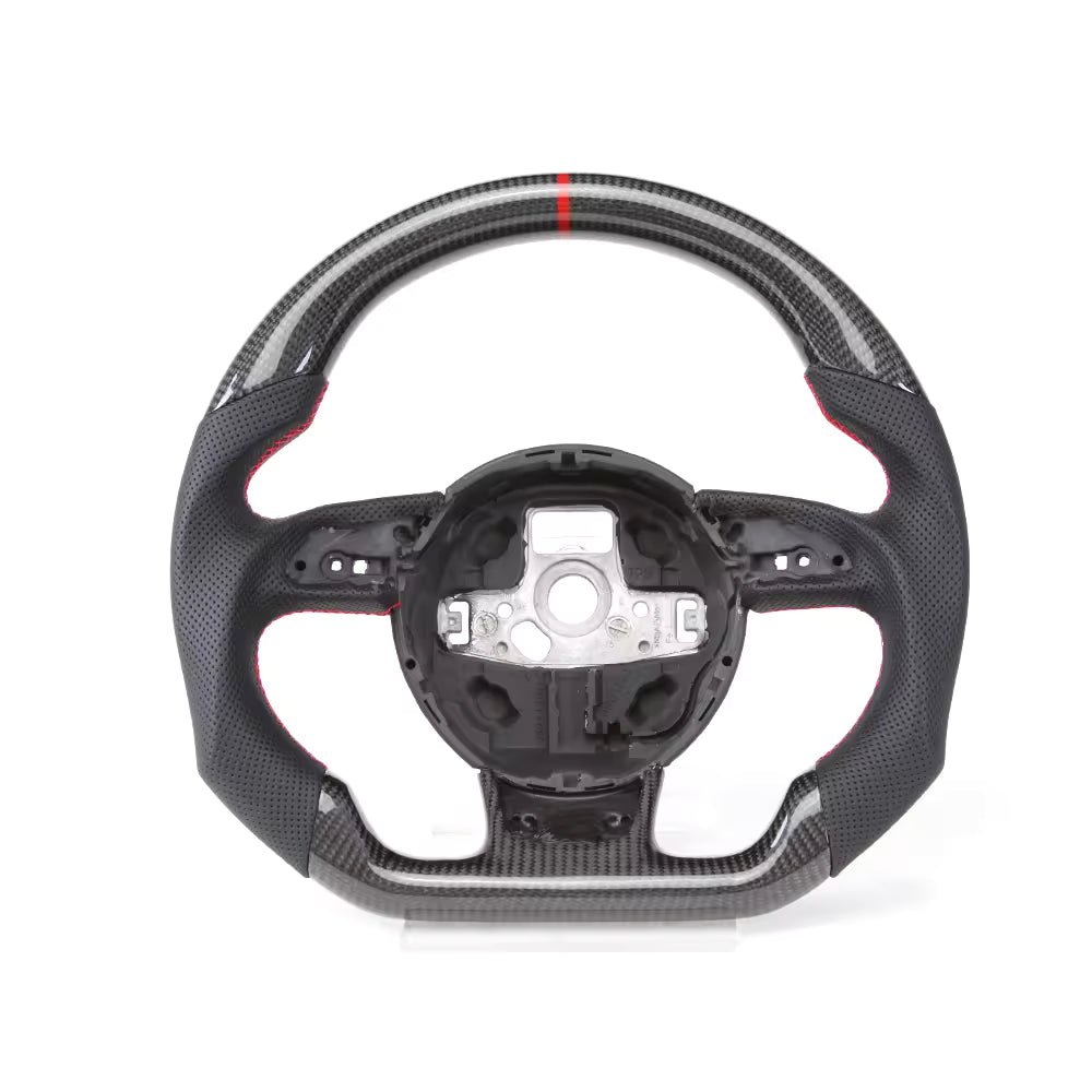 LED carbon fiber steering wheel for Audi RS and S models, Vekto brand, from 2012 to 2021, shown with illuminated accents.