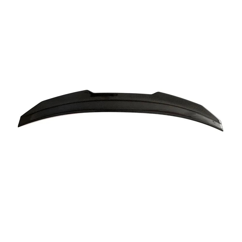 Dry carbon fiber PS style rear trunk spoiler for BMW G82 G83 M4 and G22 430i by K2 Industries, designed for 2021+ models.