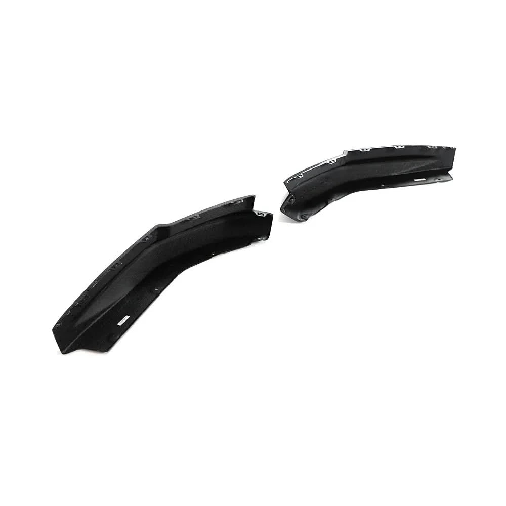 BMW G80 M3 Competition carbon fiber rear bumper splitters by K2 Industries, showcasing sleek aerodynamic design and high-quality material