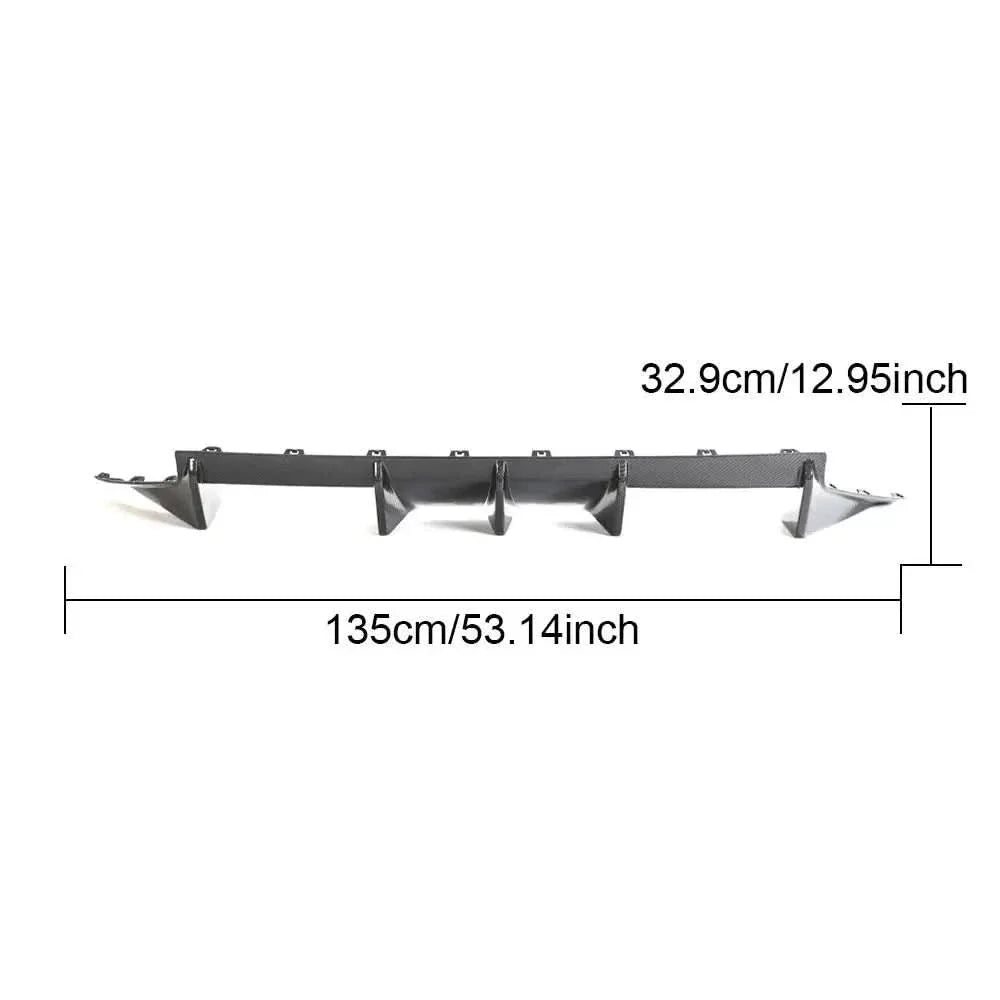 Carbon fiber rear diffuser lip for BMW M2 G87 Coupe, designed by K2 Industries, showcasing its sleek textured finish.