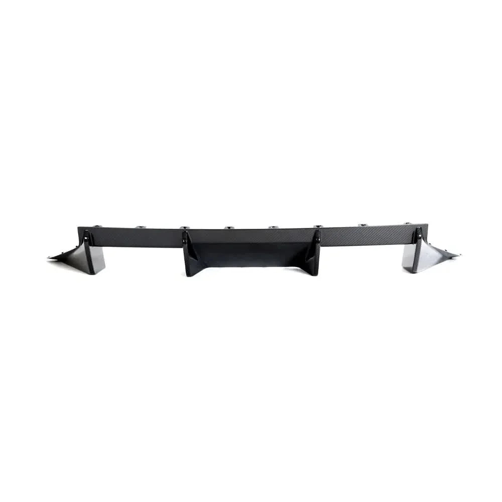 K2 Industries dry carbon fiber rear diffuser for BMW M2 G87 coupe, showcasing sleek aerodynamic design and high-quality craftsmanship.