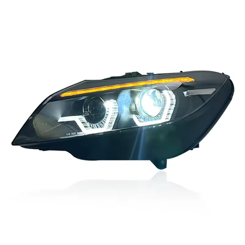 Vekto LED headlights for BMW Z4 E89 2009-2016, close-up view showing sleek design and bright illumination.