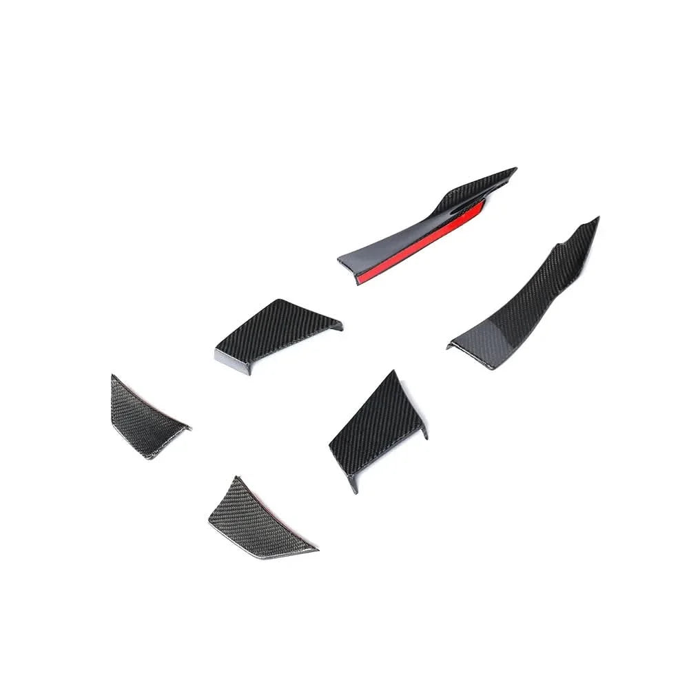 K2 Industries carbon fiber front bumper canards for BMW F80 M3 and F82 M4, showing sleek aerodynamic design