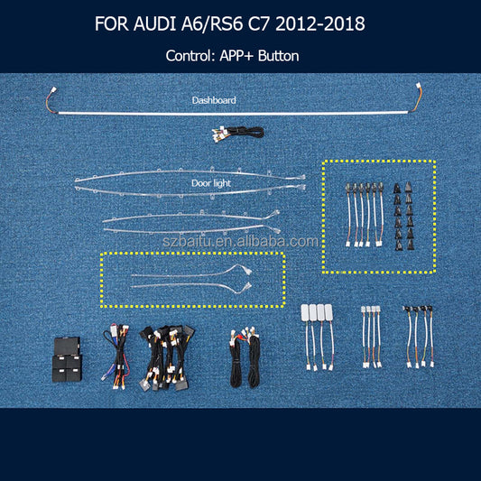Decorative LED Atmosphere Lamp Luminous Strip fits Audi A6 A6L A7 C7 2012-2018 MMI Control