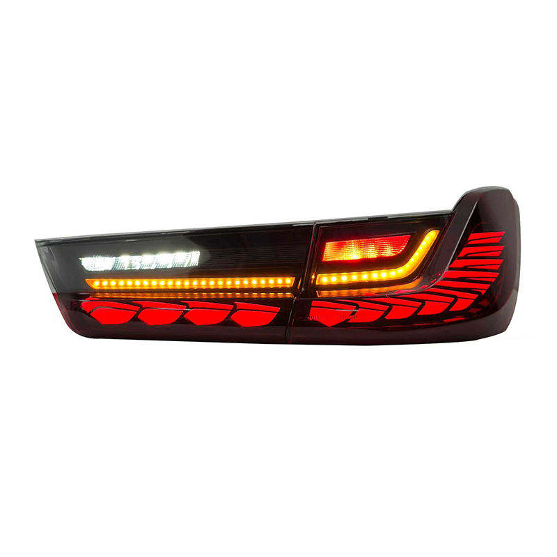 Vekto BMW 3 Series G81 and M3/M4 GTS style dragon scale LED tail lights, showcasing sleek taillight design with vibrant illumination.