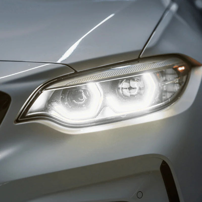 Vekto dual-color LED DRL modules for BMW F22/F23 2 Series headlights, featuring modern daytime running light design.