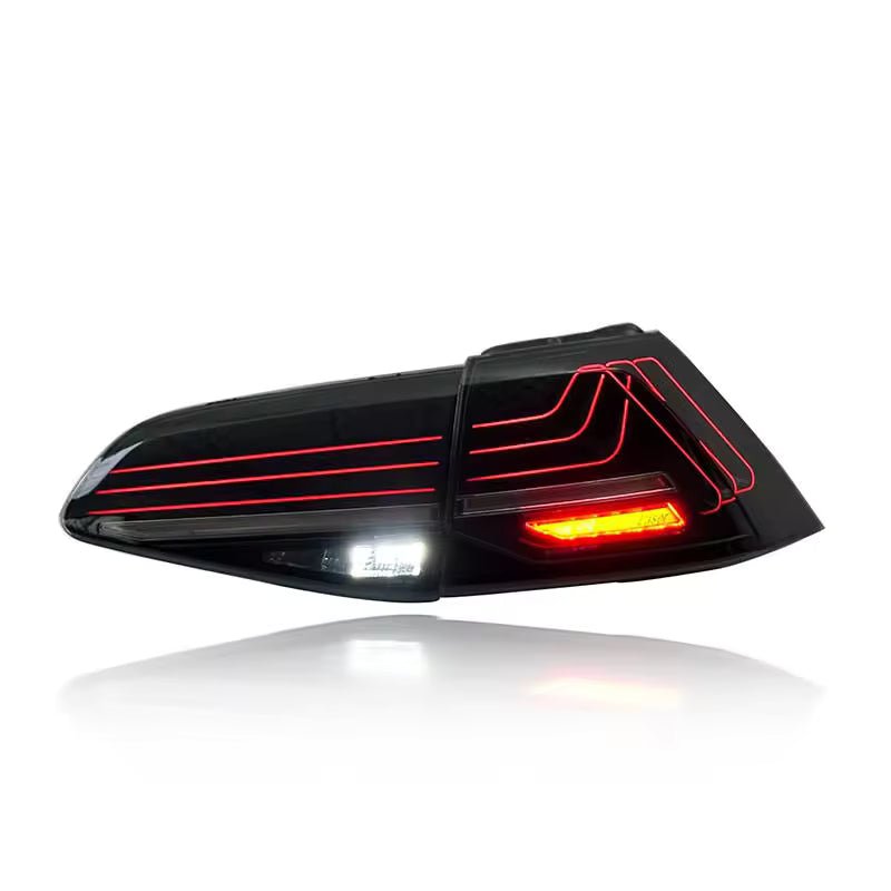 Vekto CSL Style LED tail lights for Volkswagen Golf MK7.5 2018-2020, showing sleek design and bright LED illumination.
