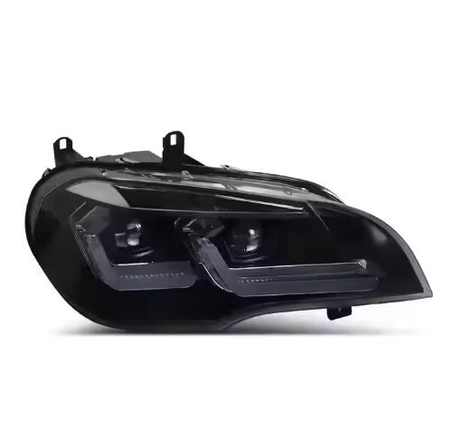 Vekto laser style LED headlights for BMW X5 E70 2007-2013, showcasing sleek headlight design with bright illumination.