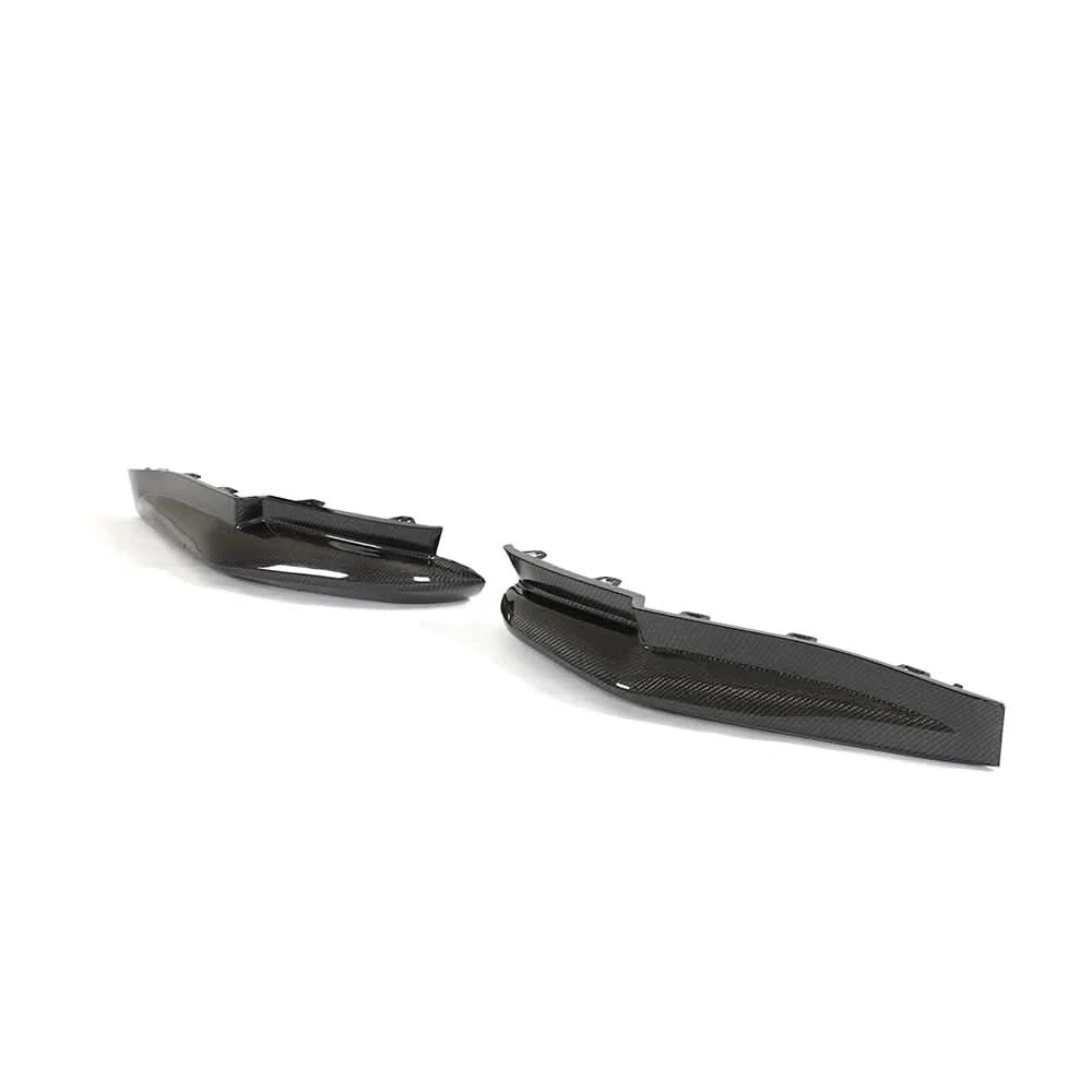 Carbon fiber rear diffuser for BMW G80 M3 and G82 G83 M4 Competition, designed by K2 Industries, showcasing aerodynamic details.