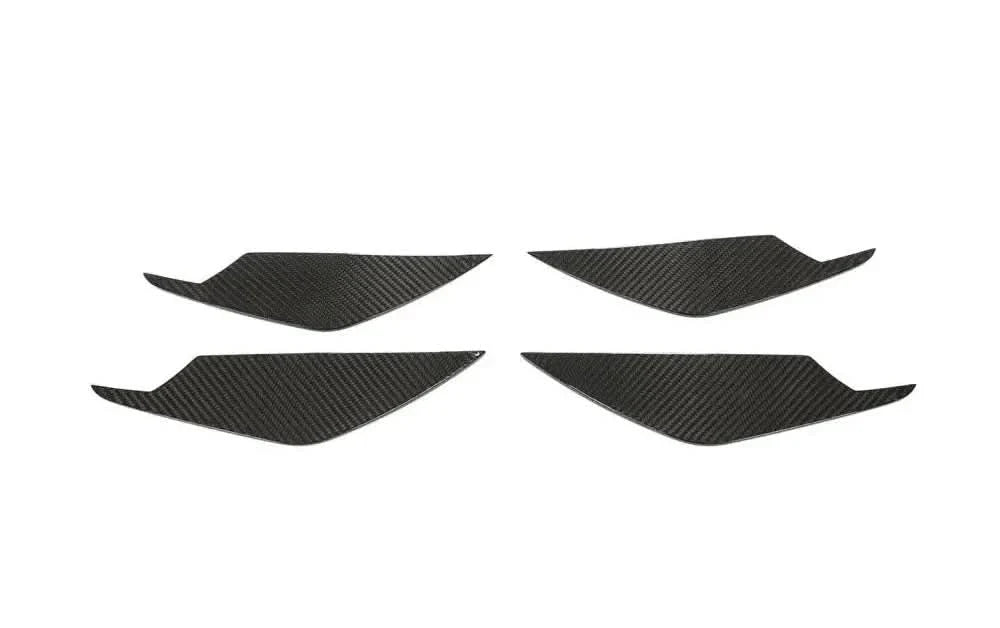 BMW G80 M3 and G82 G83 M4 dry carbon fiber front bumper canards by K2 Industries, showcasing sleek aerodynamic design