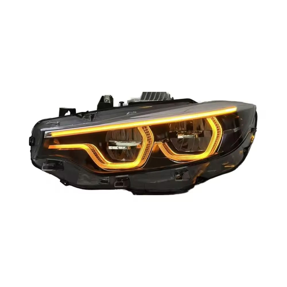 Vekto V2 IKON style color switching LED headlights for BMW 4 Series F32/F36 and M4 F82, showing illuminated multi-color lights