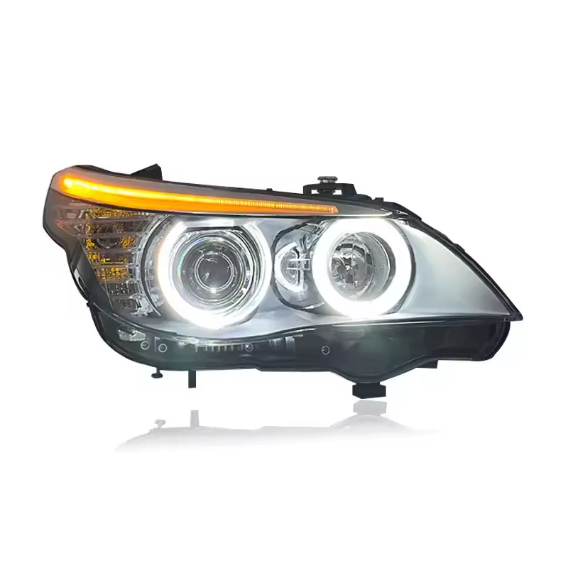 Vekto LED headlight assembly for BMW 5 Series E60 (2003–2010), close-up of the modern automotive headlight with LED bulbs