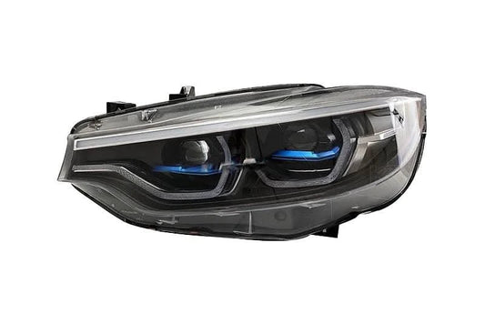 BMW 4 Series F32, F33, F82 M4 Laser Style LED headlights by K2 Industries, showing sleek design and bright LED detailing.