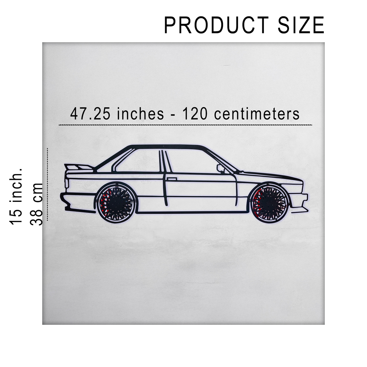 BMW E30 M3 Wall Art โ Classic Steel Silhouette with Spinning Wheels -KAFMEKA013