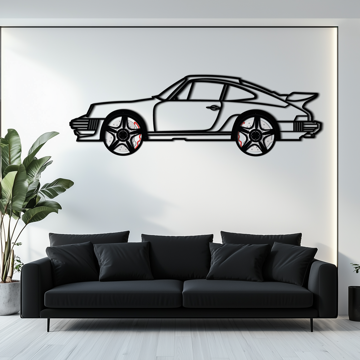 Porsche 911 Classic Metal Wall Art – Rotating Wheel Automotive Silhouette, Premium Gift for Car Lovers- KAFMEKA049