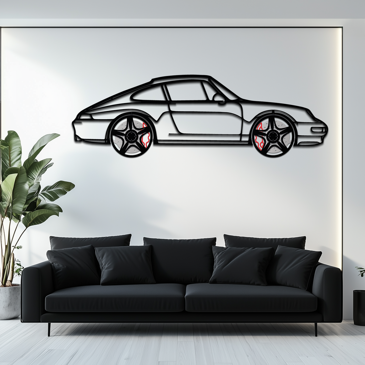Porsche 911 (993) Silhouette Metal Wall Art – Classic Sports Car Décor with Rotating Wheels 🏁🔥,KAFMEKA058