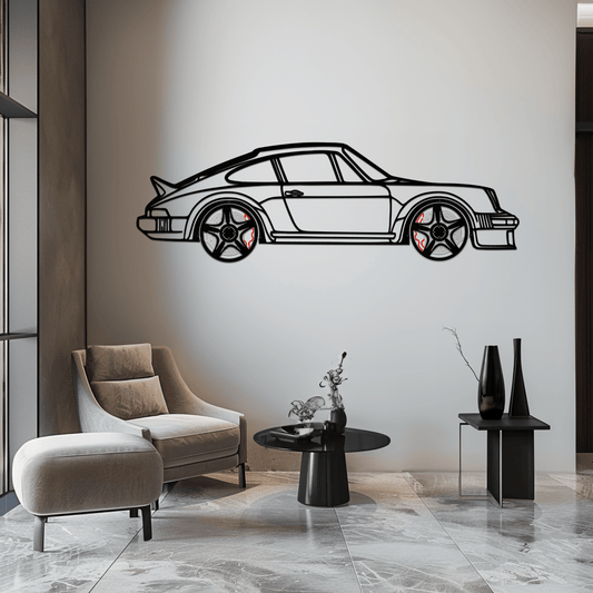 PORSCHE 911 SC Metal Wall Art – Classic Silhouette with Rotating Wheels 🚗✨KAFMEKA060 - AudiGear.com - Metal Car Wall Art